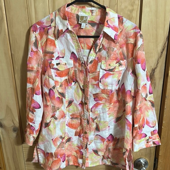 JM Collection Multicolor Floral Blouse - Picture 1 of 8